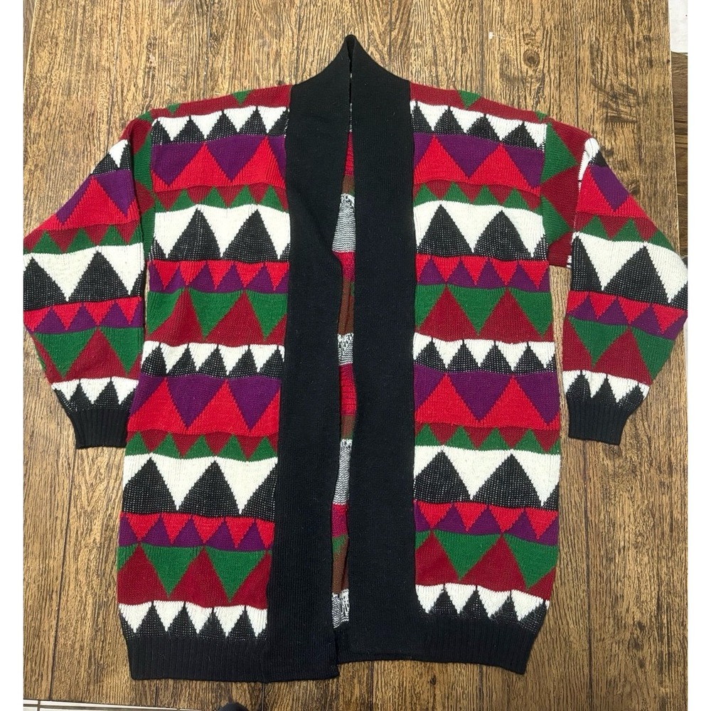 Jacquelyn By Browne L Vintage Geometrical Open Front Cardigan